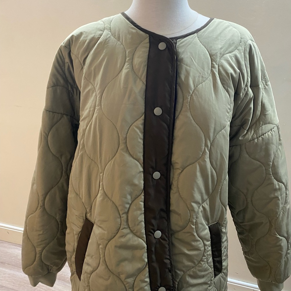 Noisy May Olive Quilted Jacket